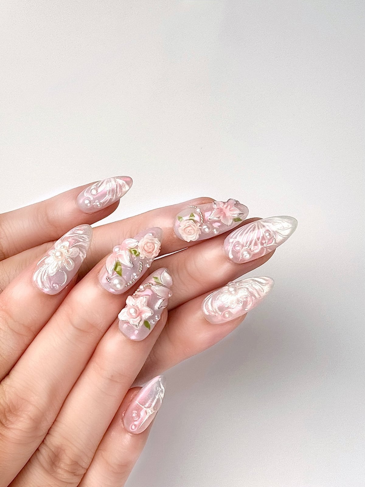 Long Almond Ethereal Floral Nails Long Almond Ethereal Floral Nails — Ethereal Nails