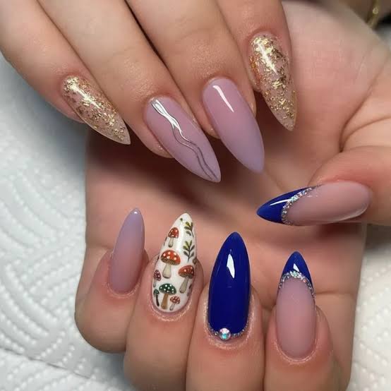 Mixed Shape Matte and Chrome Nails Mixed Shape Matte and Chrome Nails — Ethereal Nails