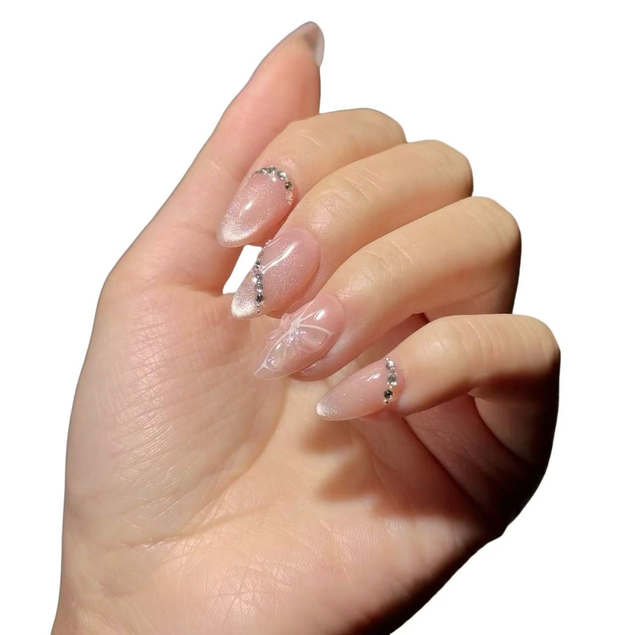 Short Almond Iridescent Butterfly Nails Short Almond Iridescent Butterfly Nails — Ethereal Nails
