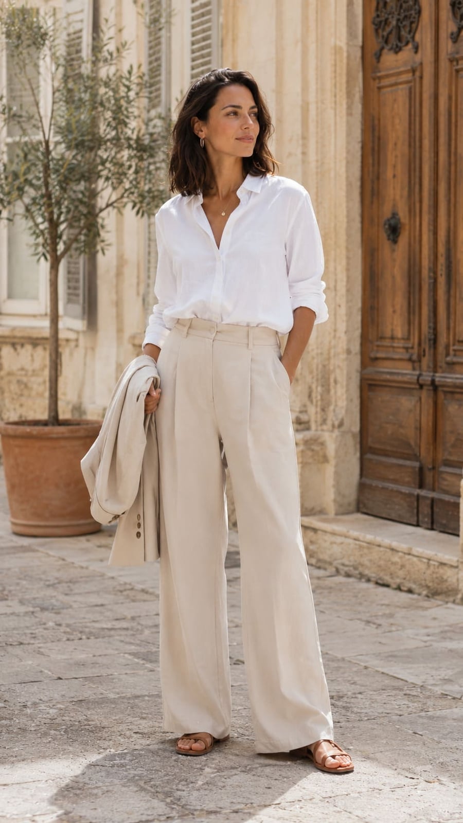 Elegant linen suit for sophisticated travel Elegant linen suit for sophisticated travel — Europe Outfits