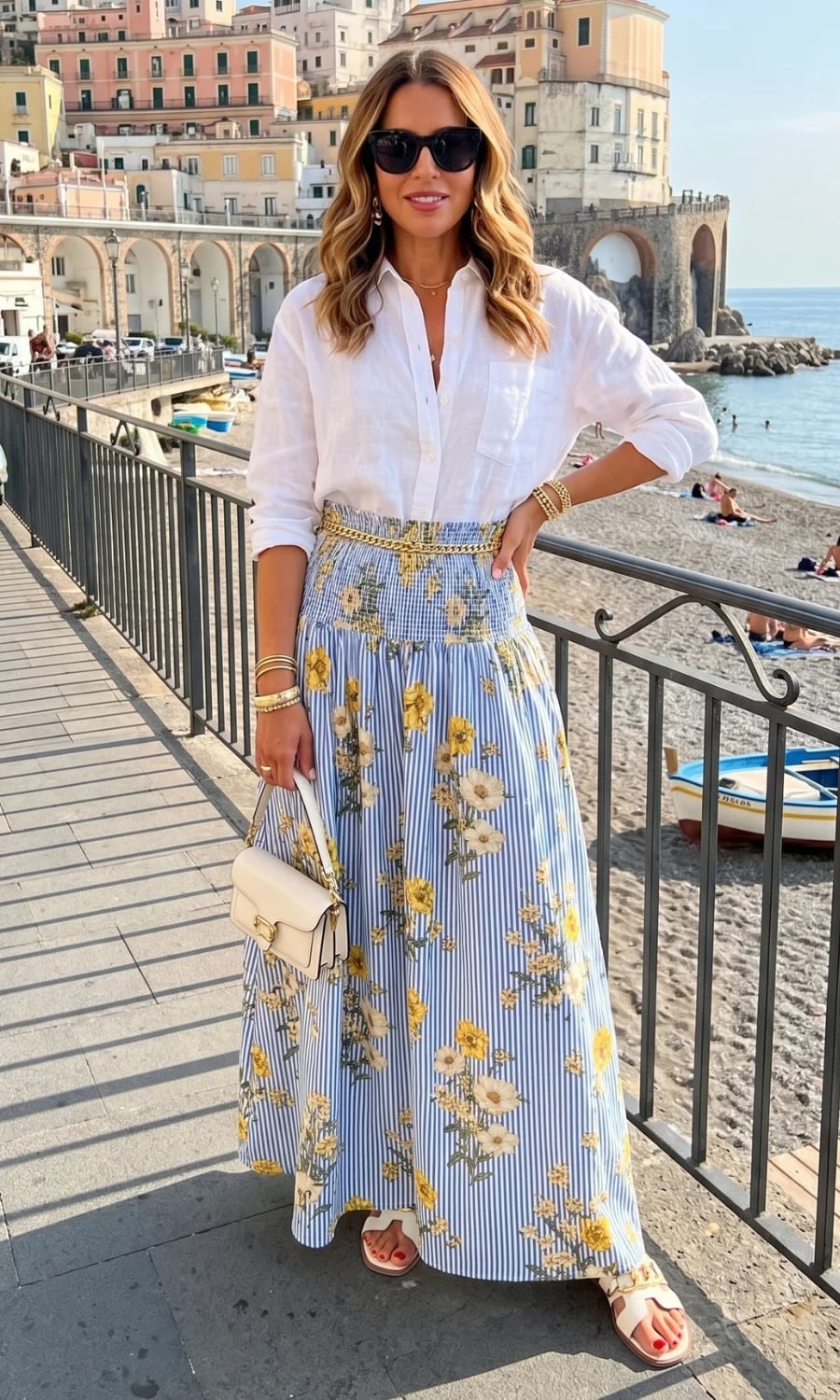 White linen shirt and floral maxi skirt White linen shirt and floral maxi skirt — Europe Outfits