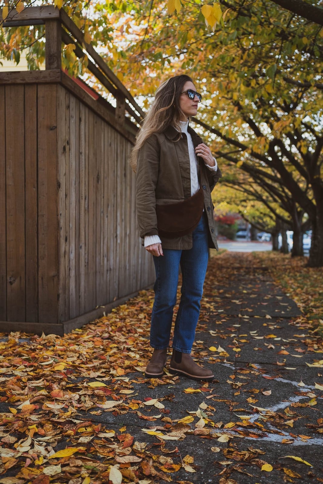 Olive jacket over turtleneck with straight leg jeans, Denim Olive jacket over turtleneck with straight leg jeans, Denim — Everyday Outfits