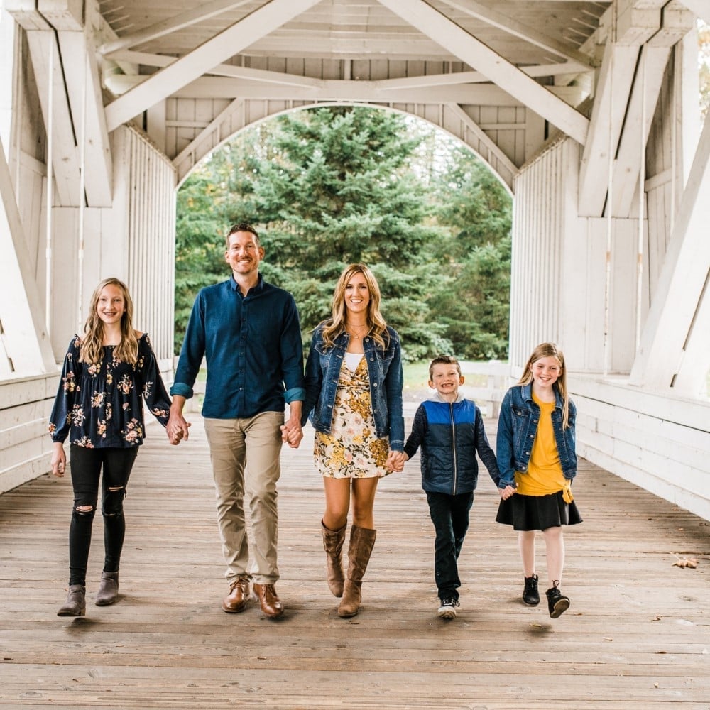Floral dress with denim jacket for family gathering Floral dress with denim jacket for family gathering — Family Photo Outfits
