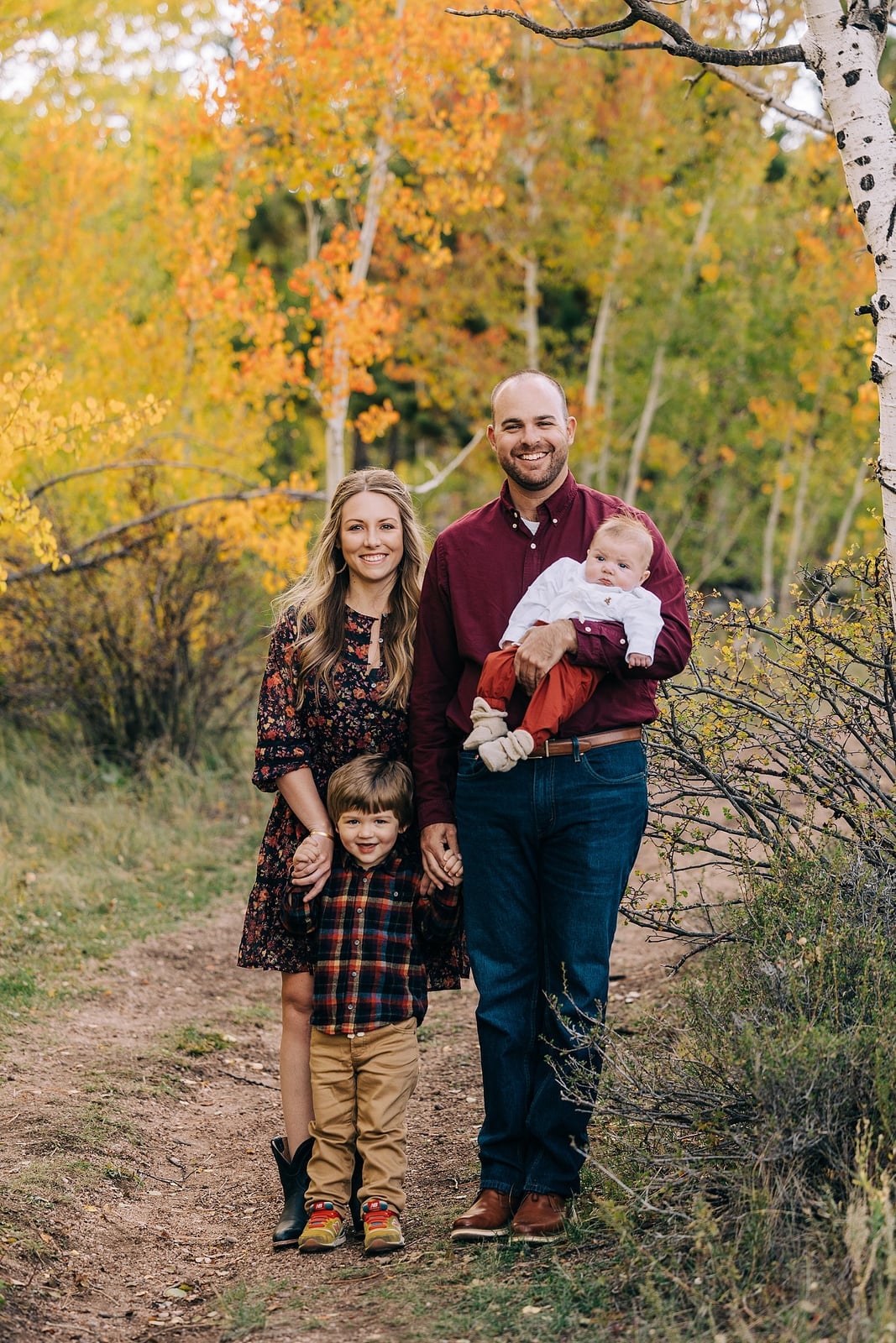 Floral dress and autumnal colors for outdoor gathering Floral dress and autumnal colors for outdoor gathering — Family Photo Outfits