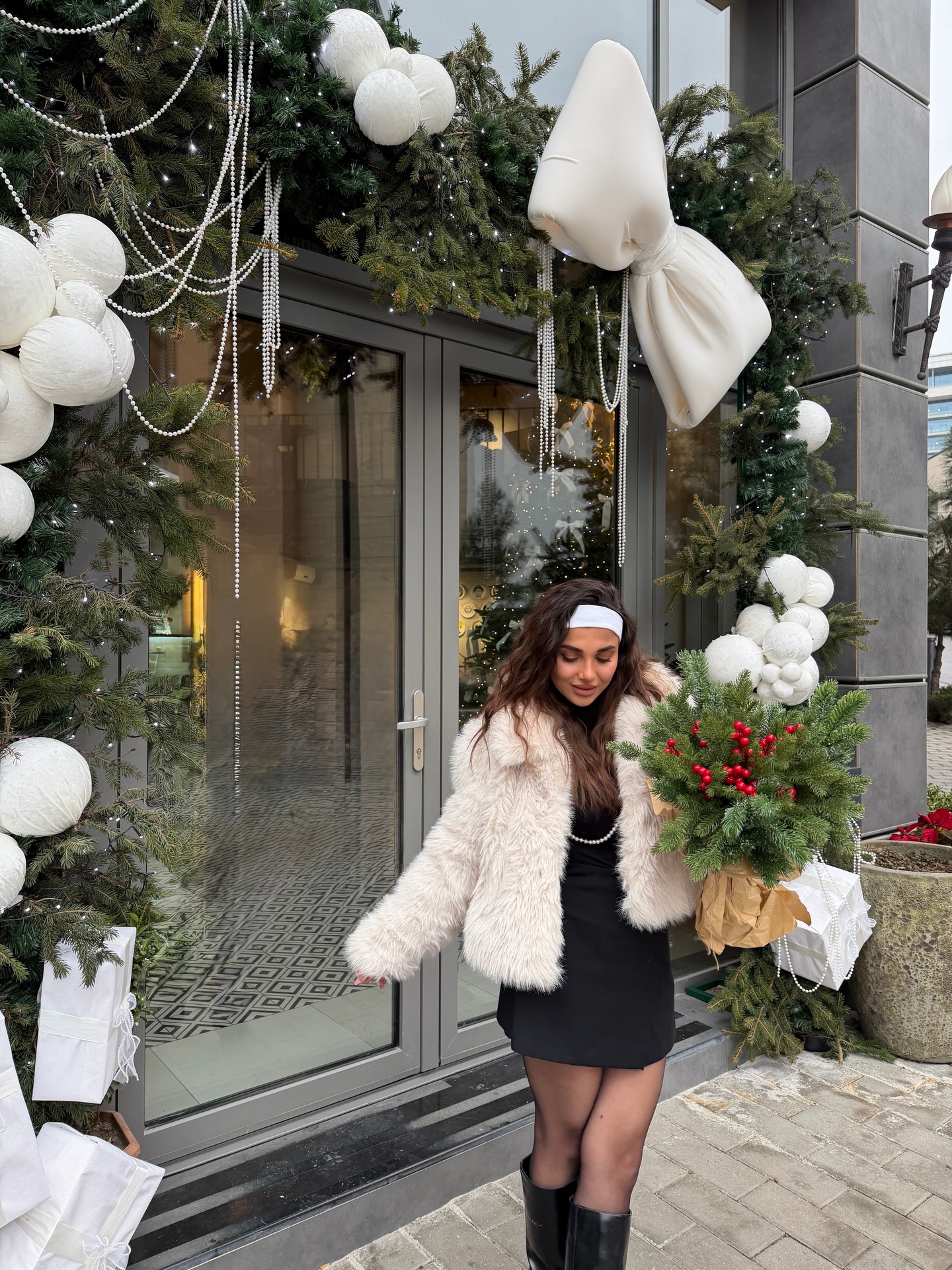 Faux Fur Coat Over Little Black Dress Birthday