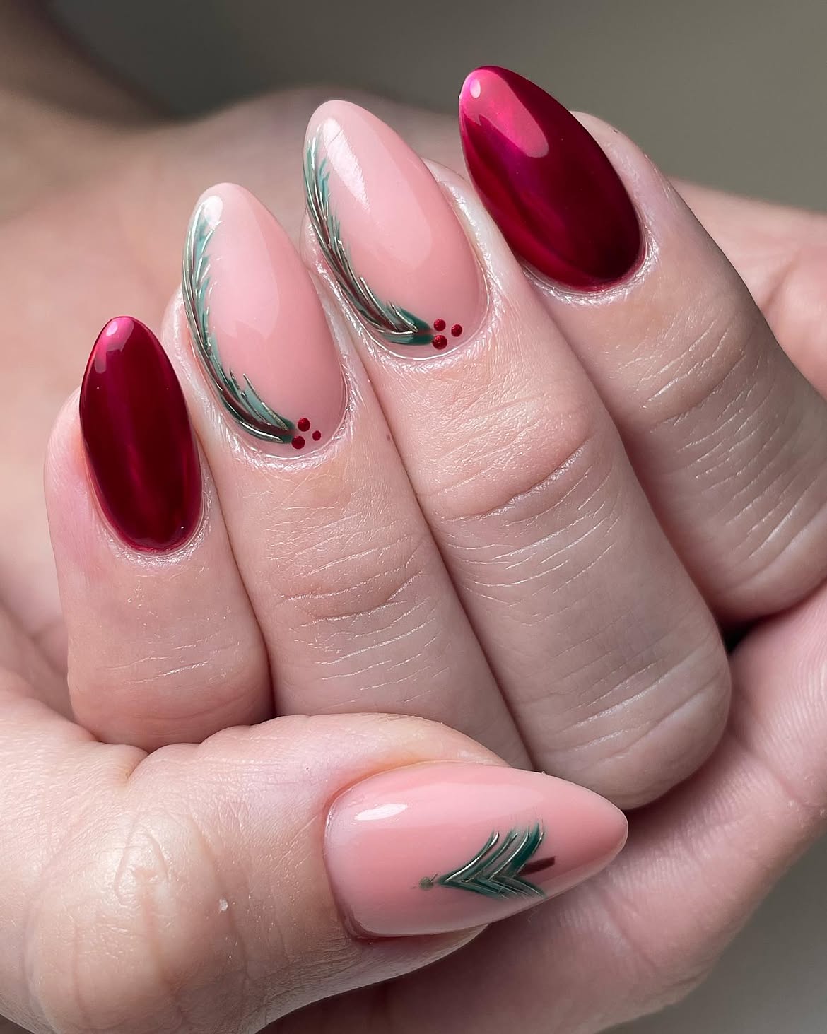 Festive Berry Christmas Tree Nails