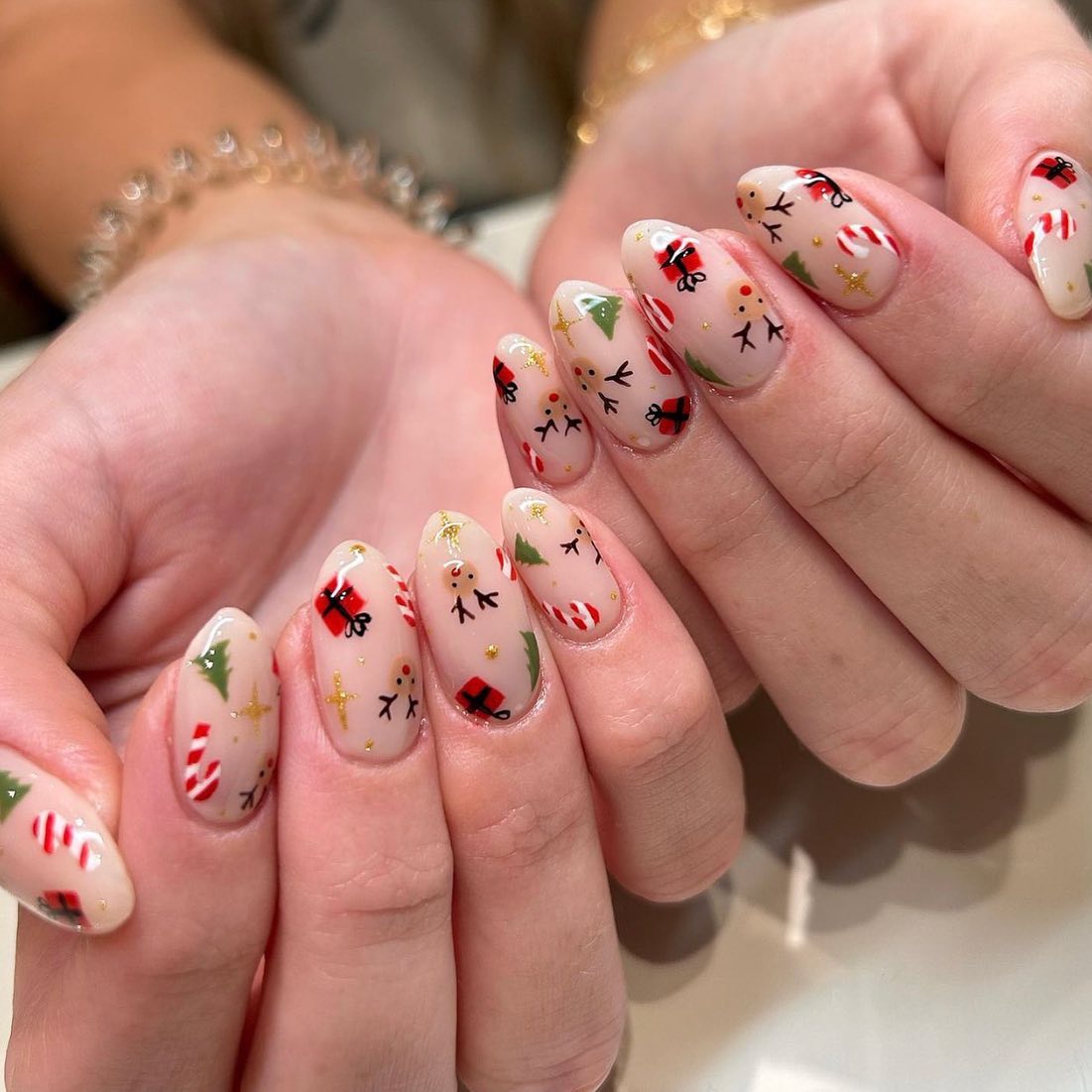 Festive Christmas Character Nail Art