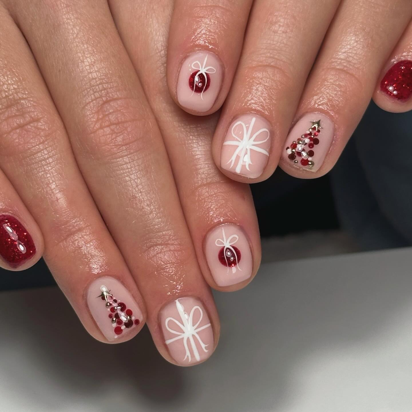 Festive Christmas Ornament and Gift Wrap Nails