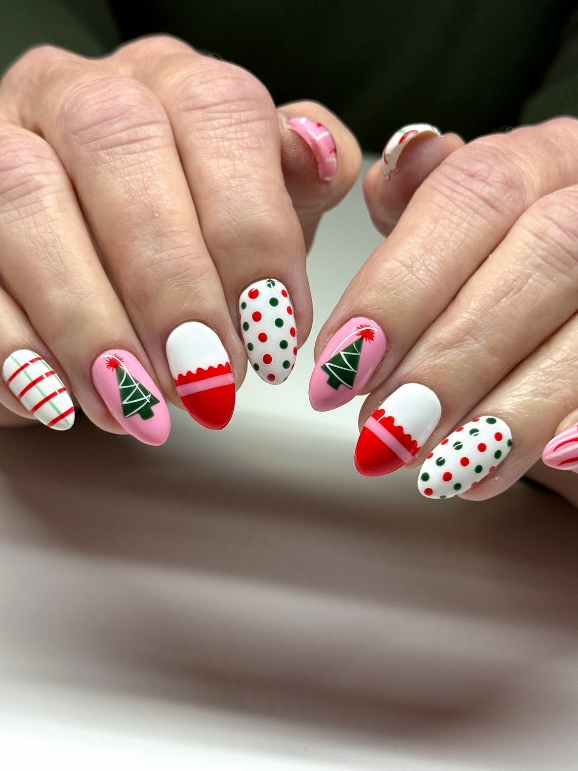 Festive Christmas Tree Holiday Nail Art