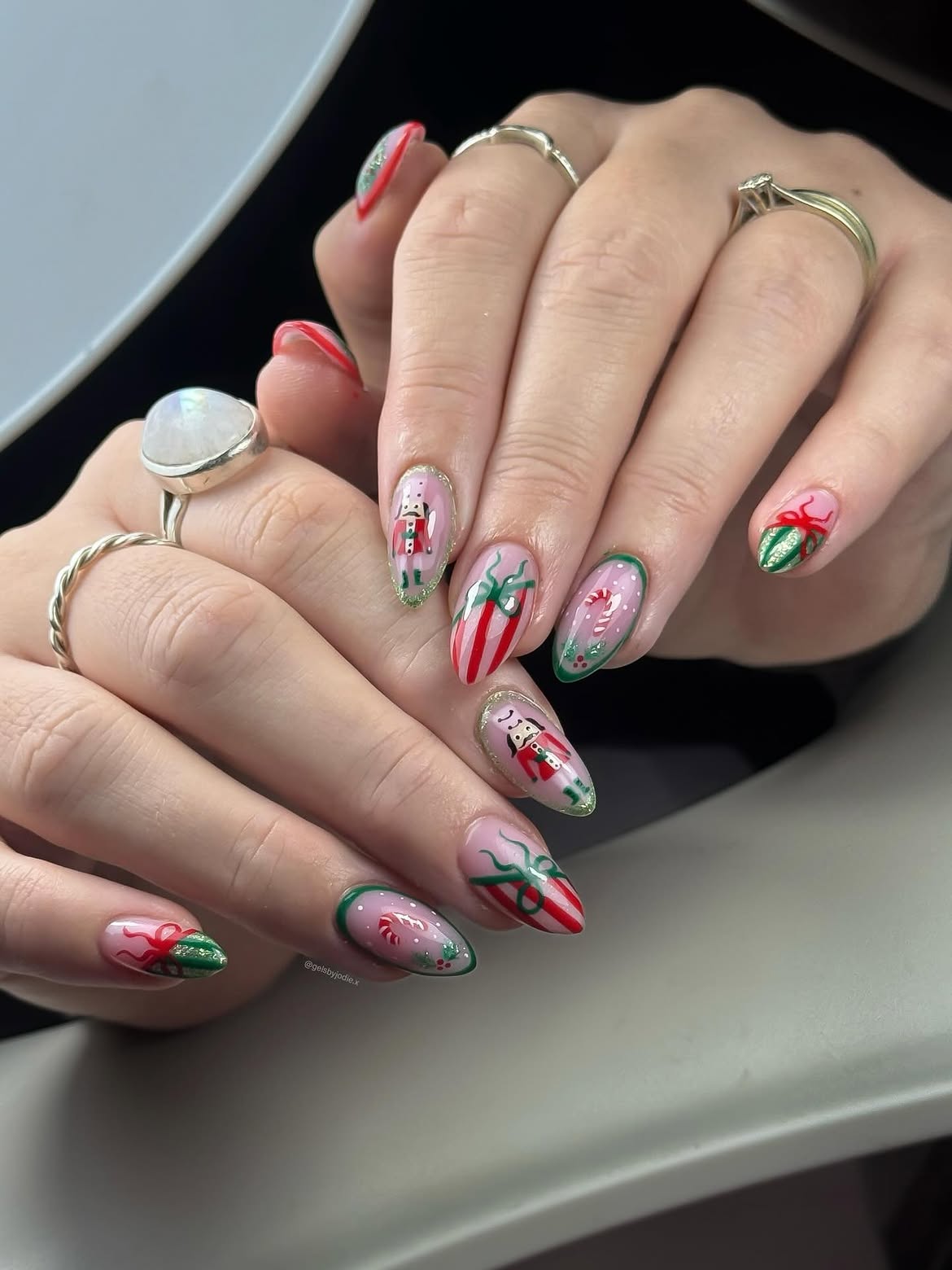 Festive Nutcracker Christmas Character Almond Nails