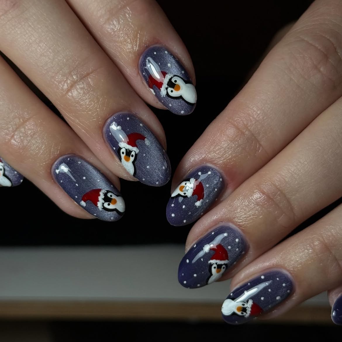 Festive Penguin Winter Wonderland Nails