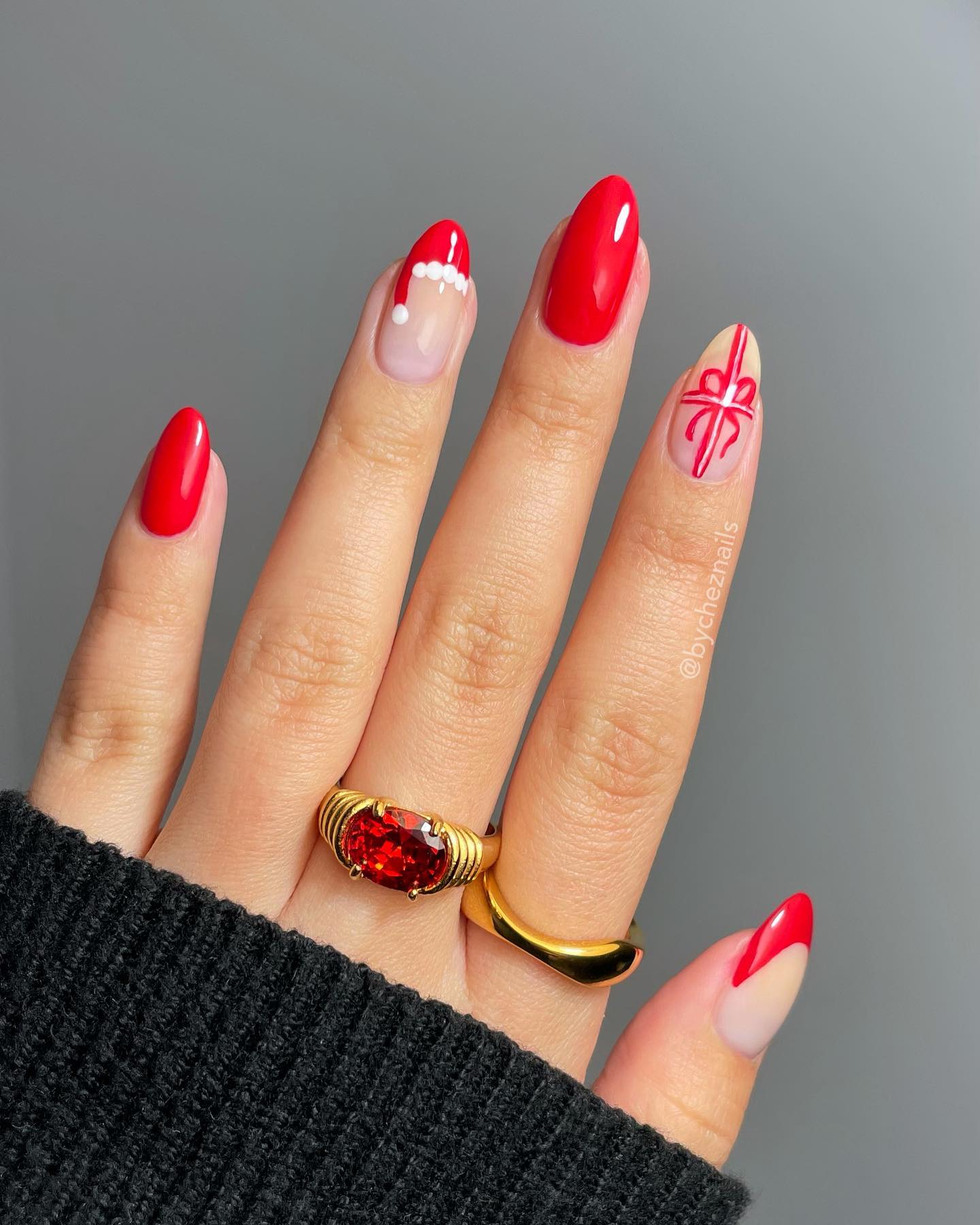Festive Santa Hat and Gift Wrapped Nails