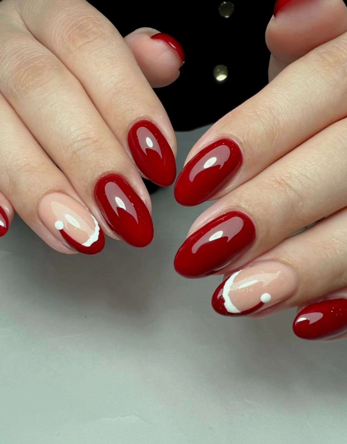 Festive Santa Hat French Tip Manicure
