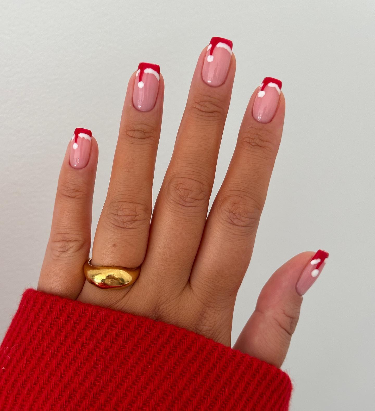 Festive Santa Hat French Tip Nails