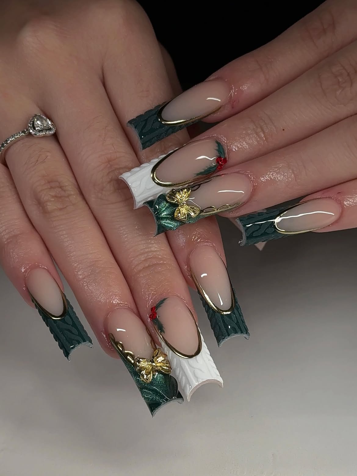Festive Sweater French Tip Coffin Nails