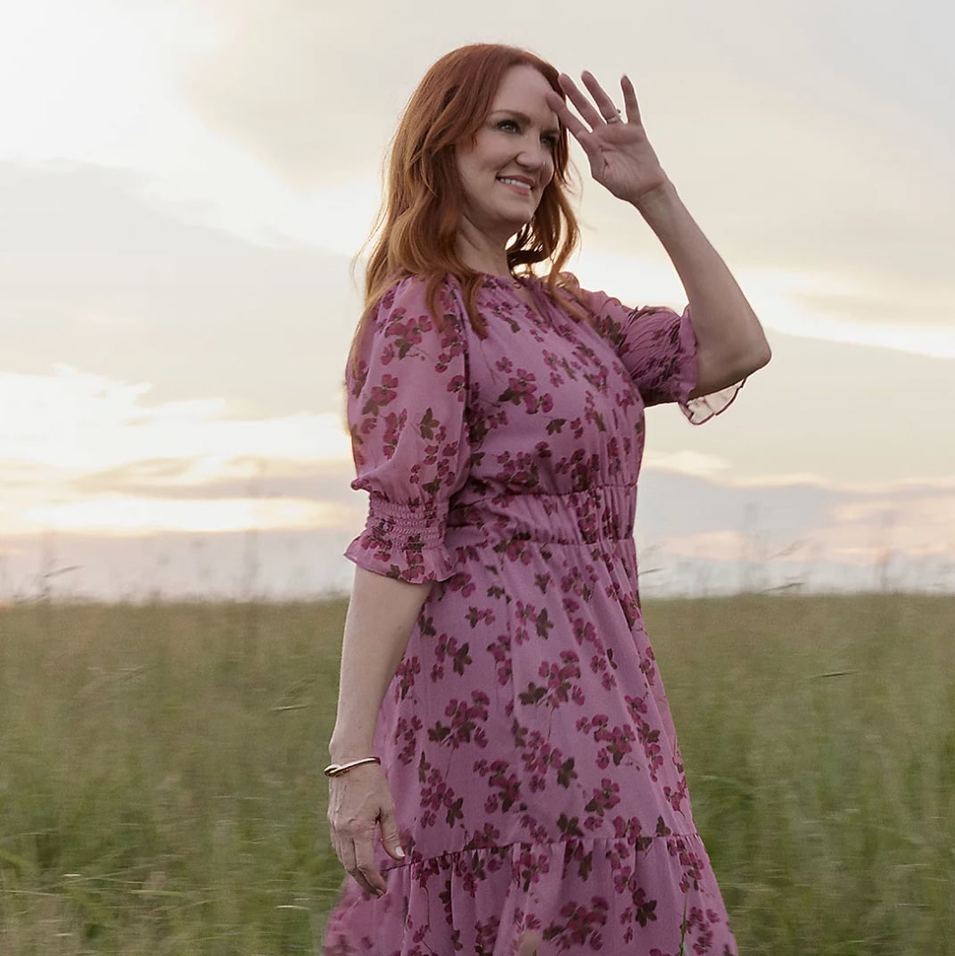 Mauve Midi Dress With Puff Sleeves And Elastic Waist Mauve Midi Dress With Puff Sleeves And Elastic Waist — Floral Dress