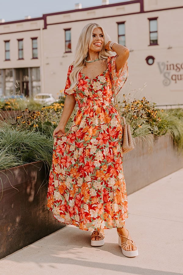 Vibrant Floral Maxi Dress With Platform Sandals Vibrant Floral Maxi Dress With Platform Sandals — Floral Dress