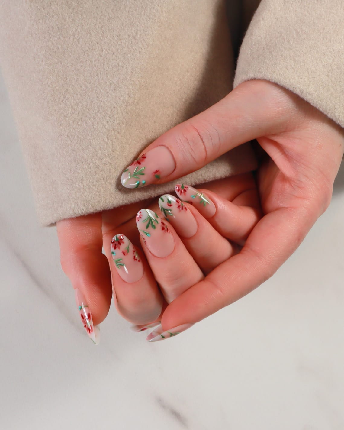 Long Oval Soft Lilac Lavender Hand-Painted Flowers Long Oval Soft Lilac Lavender Hand-Painted Flowers — Flower Nails