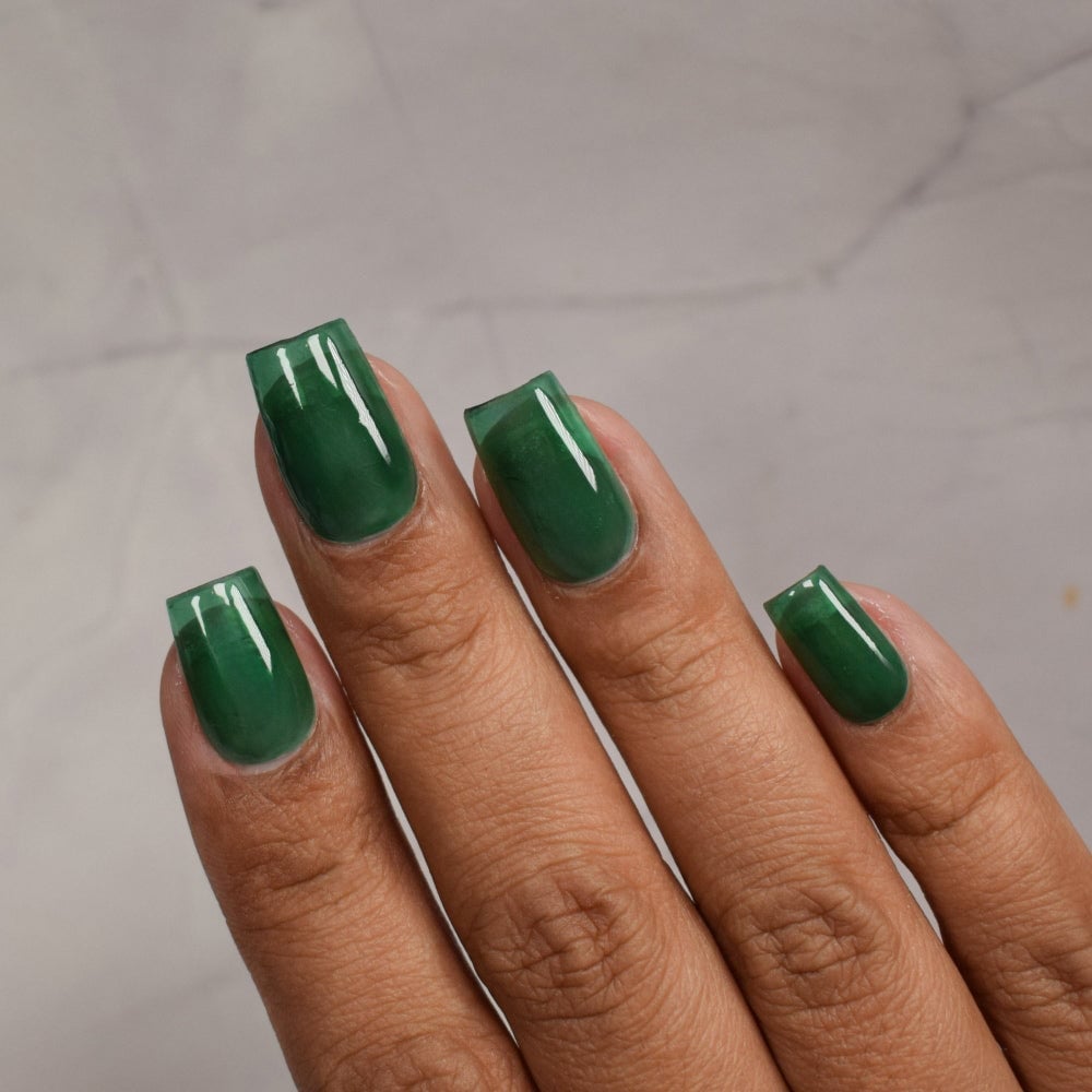Short Square Deep Green Jelly Polish Short Square Deep Green Jelly Polish — Forest Green Nails