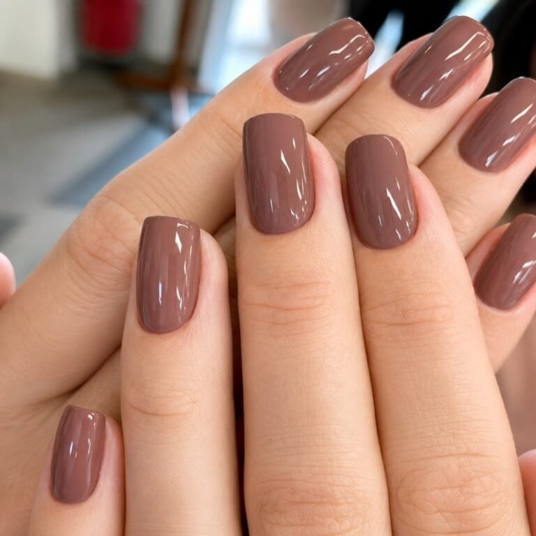 Solid Medium Brown Glossy Medium Square Nails Solid Medium Brown Glossy Medium Square Nails — Formal Nails