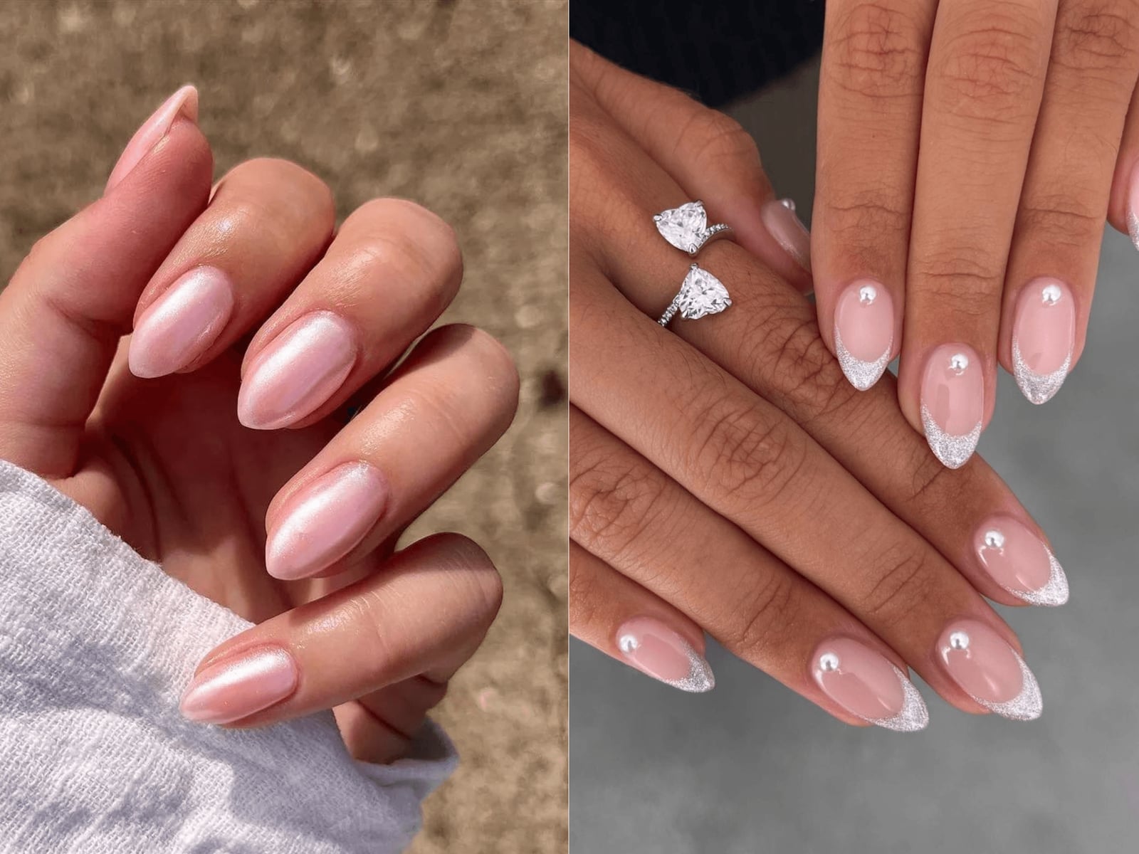 Pearlescent Shimmer Light Pink Short Oval Nails Pearlescent Shimmer Light Pink Short Oval Nails — Formal Nails