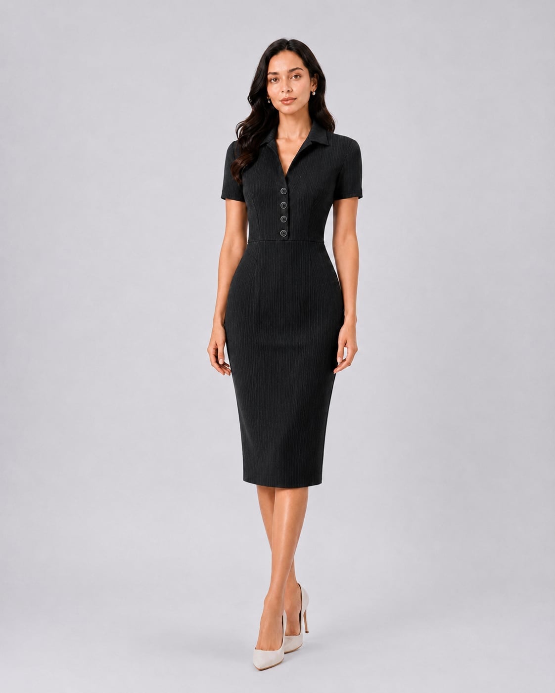 Dark Gray Pinstripe Sheath Dress Dark Gray Pinstripe Sheath Dress — Formal Outfits