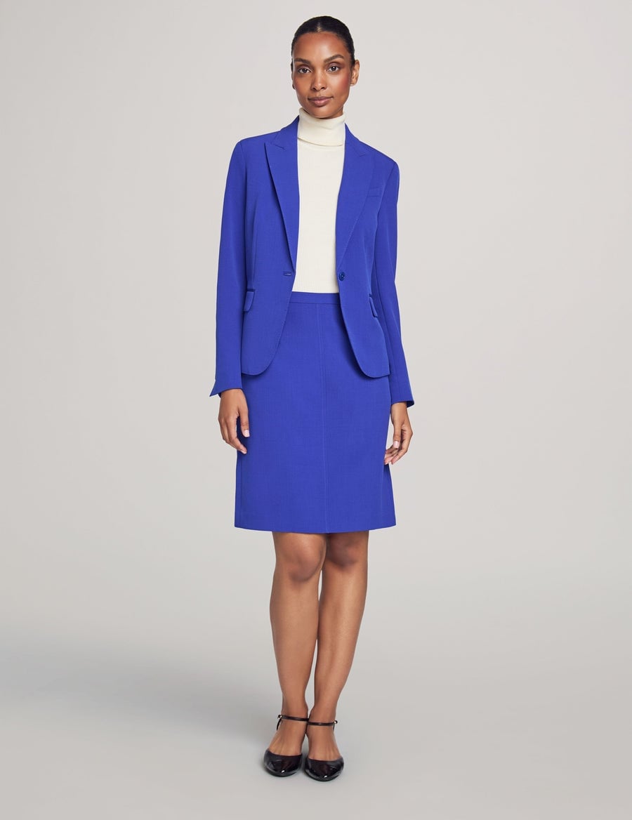 Vibrant Royal Blue Blazer and A-line Skirt Vibrant Royal Blue Blazer and A-line Skirt — Formal Outfits
