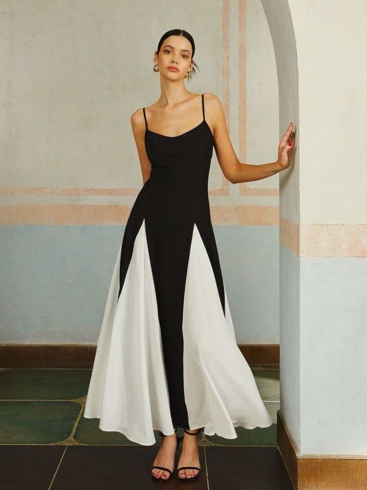 Black and White Dress with Geometric Panels Black and White Dress with Geometric Panels — Formal Outfits
