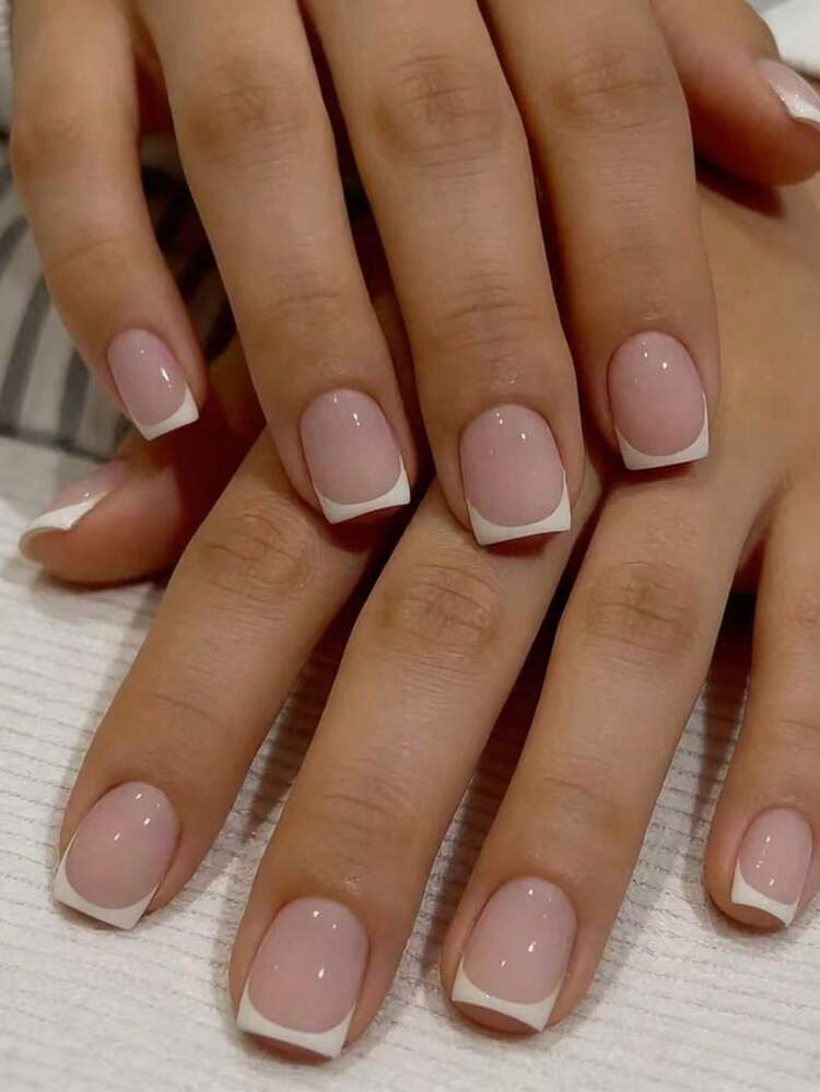 Short Soft Square Opaque White French Tips Short Soft Square Opaque White French Tips — French Tip Nails