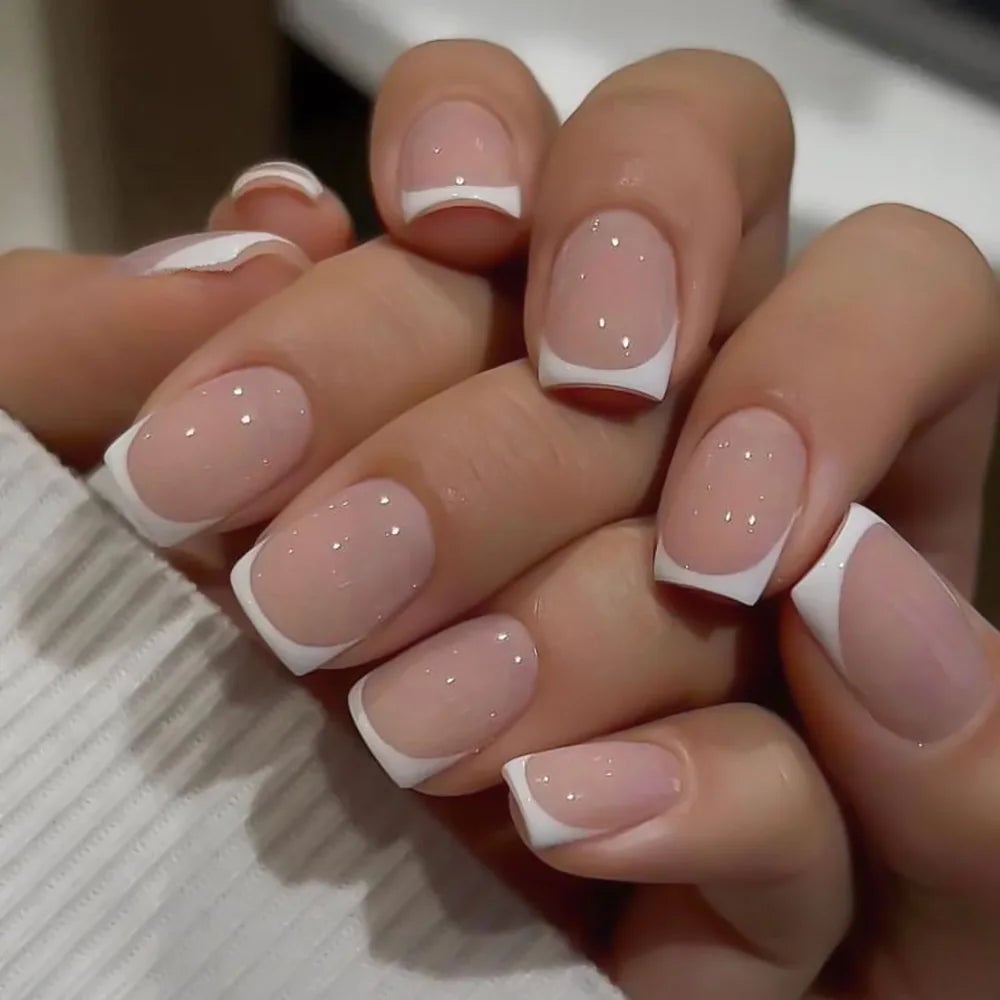 Medium Square Classic White French Tips Medium Square Classic White French Tips — French Tip Nails