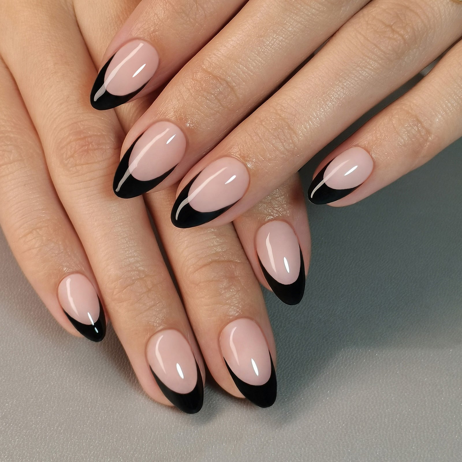 Medium Oval Black French Tip Nails Medium Oval Black French Tip Nails
