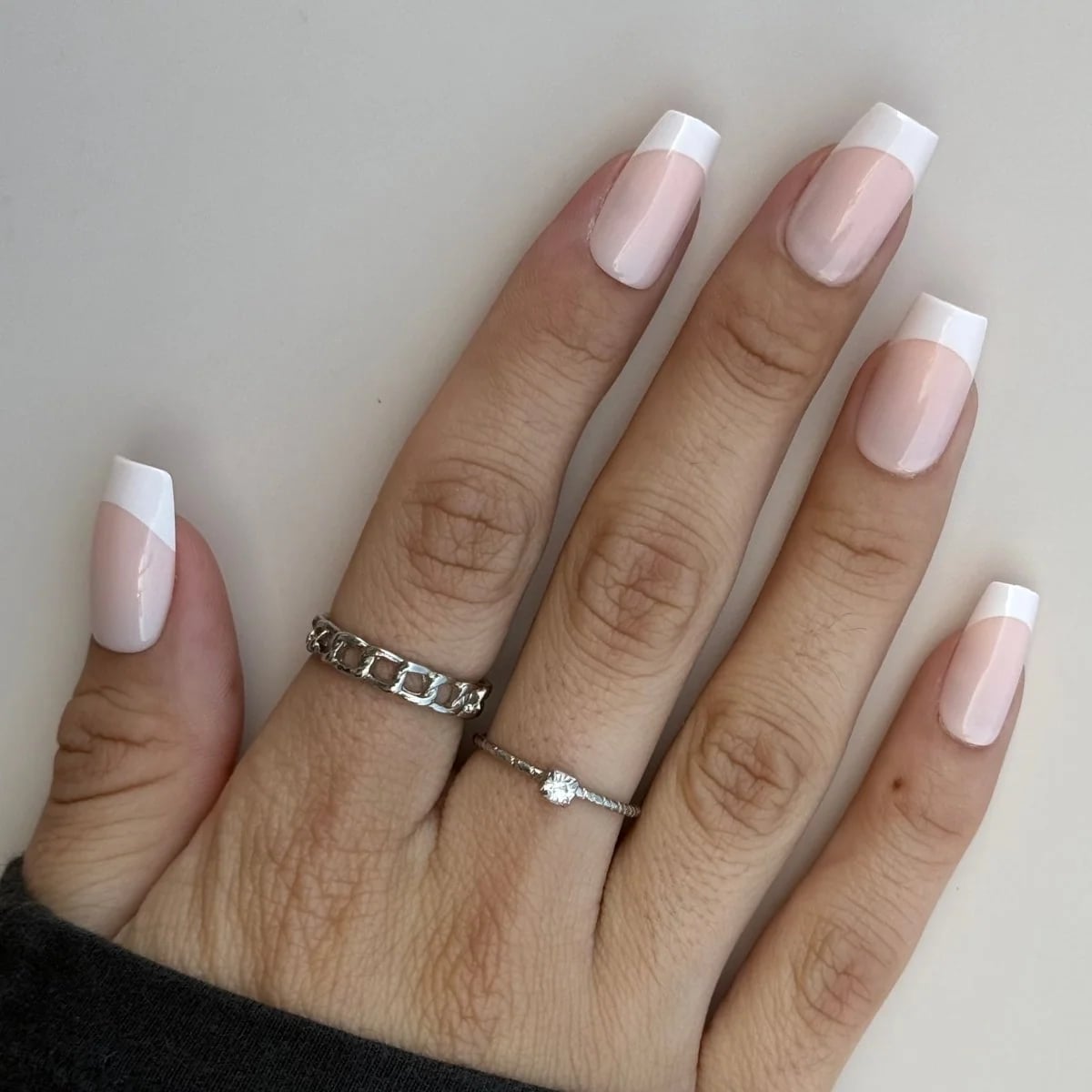 Classic Long Square French Glossy Nails Classic Long Square French Glossy Nails — French Tip Nails Square
