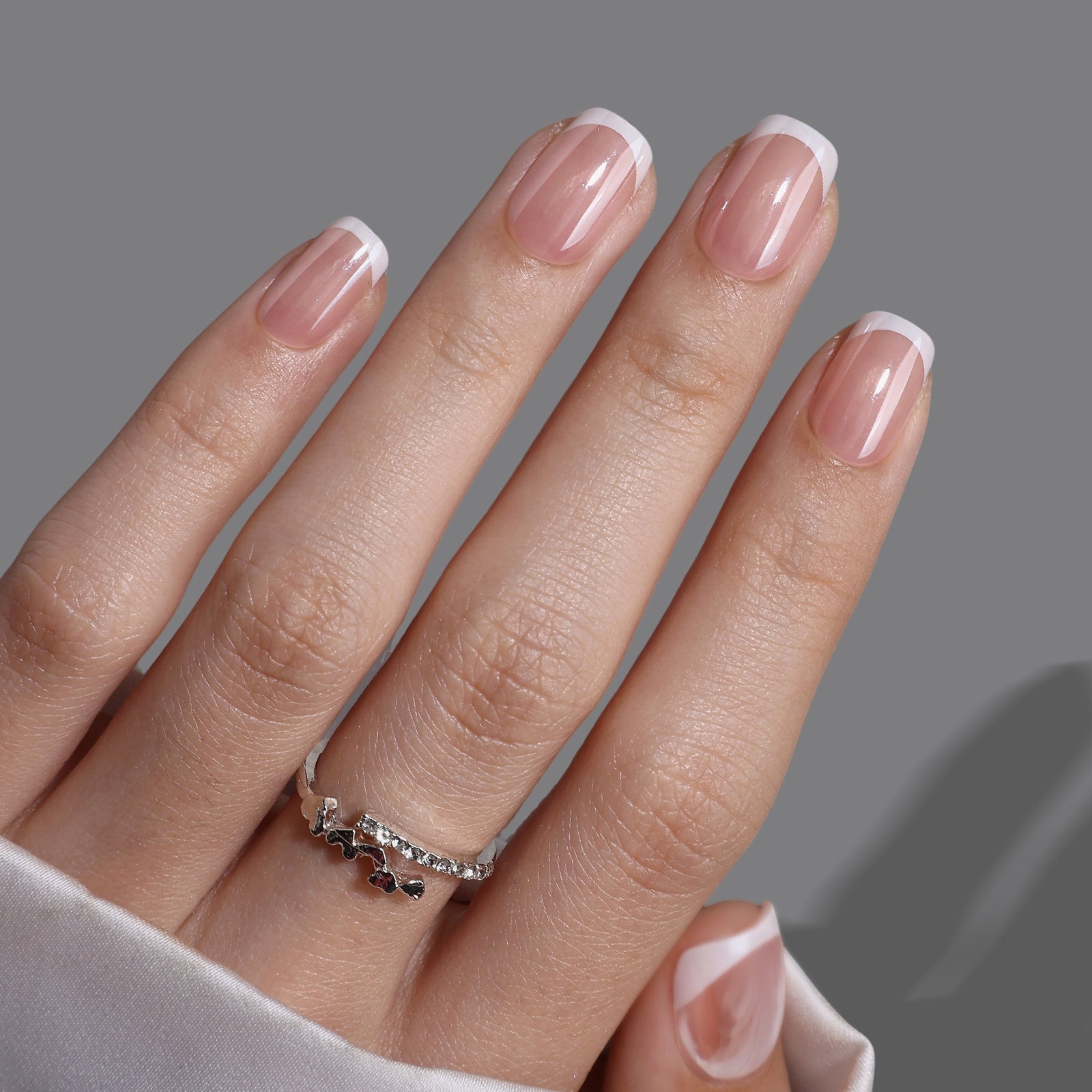Chrome French Short Square Nails Chrome French Short Square Nails — French Tip Nails Square