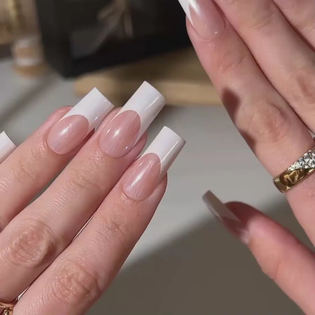 French Chrome Square Press-On Nails French Chrome Square Press-On Nails — French Tip Nails Square