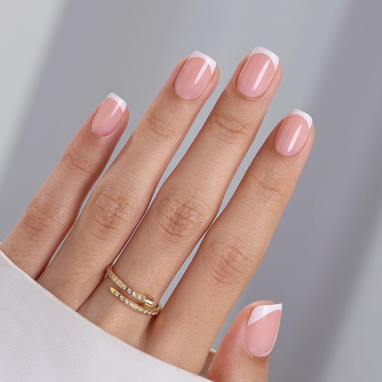 Refined Nude Base French Short Square Nails Refined Nude Base French Short Square Nails — French Tip Nails Square