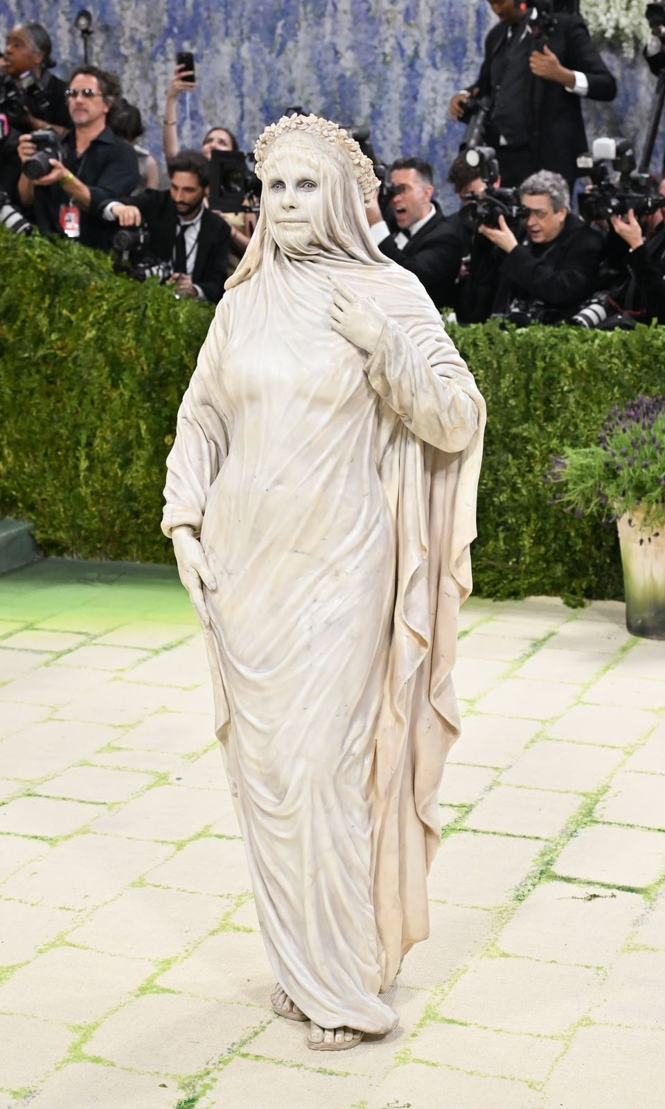 Off-White Draped Gown With Textured Finish Off-White Draped Gown With Textured Finish — Gala Outfits