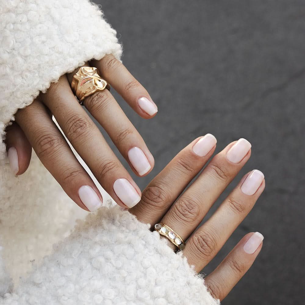 Short Almond Milky White Glossy Gel Nails Short Almond Milky White Glossy Gel Nails