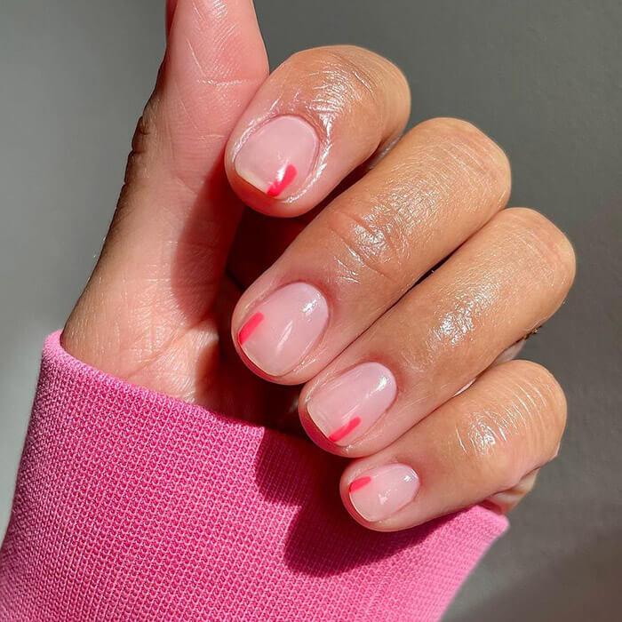Short Oval Glossy Sheer Pink Cuticle Line Gel Nails Short Oval Glossy Sheer Pink Cuticle Line Gel Nails