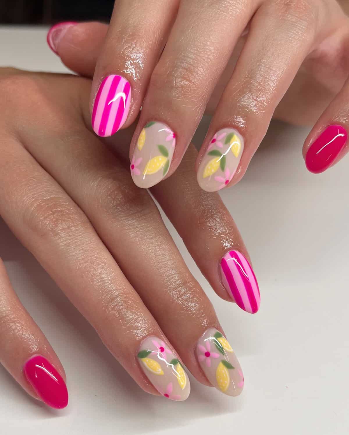 Short Oval Summer Lemon Slice Nails Short Oval Summer Lemon Slice Nails — Gel Nails Colorful