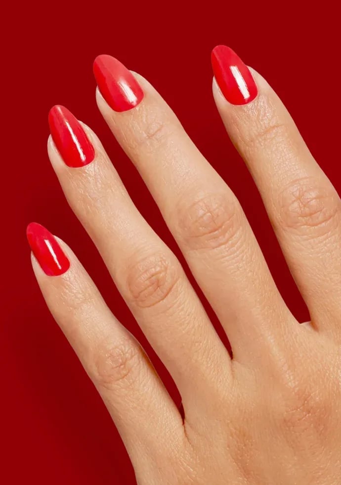 Vibrant Red Glossy Medium Almond Nails, High Gloss Vibrant Red Glossy Medium Almond Nails, High Gloss — Gel Nails Colors