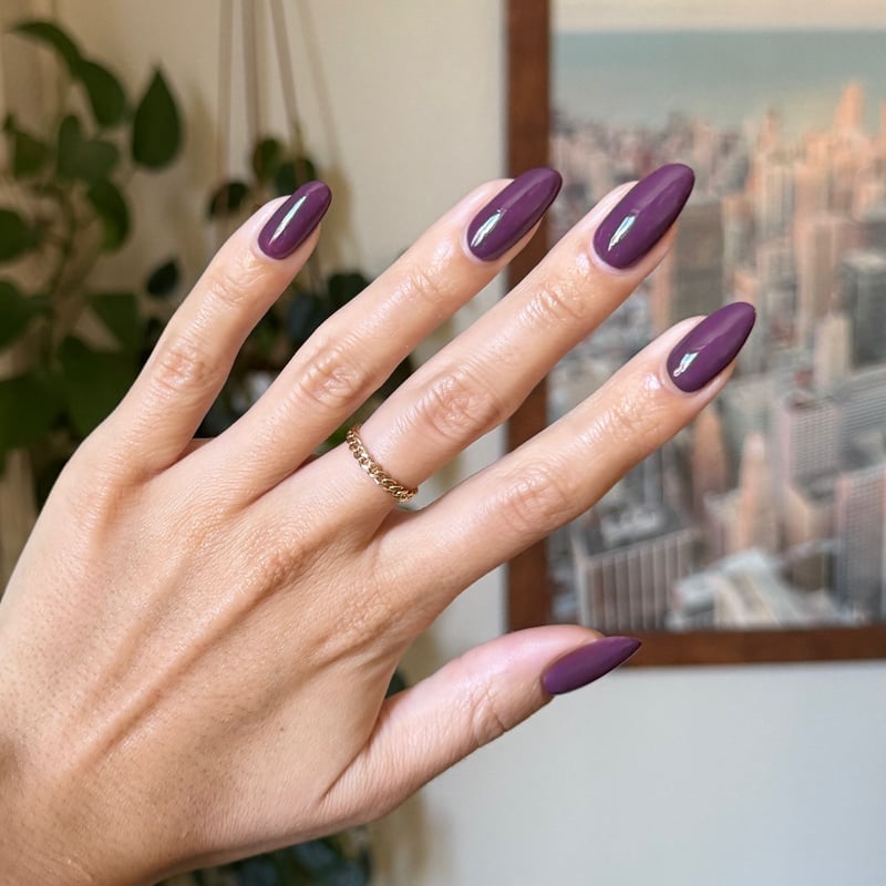Deep Plum Glossy Long Almond Nails Deep Plum Glossy Long Almond Nails — Gel Nails Colors