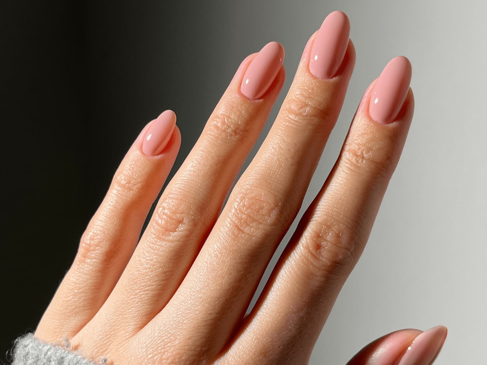 Milky Pink Peach Glossy Almond Nails Milky Pink Peach Glossy Almond Nails — Gel Nails Colors
