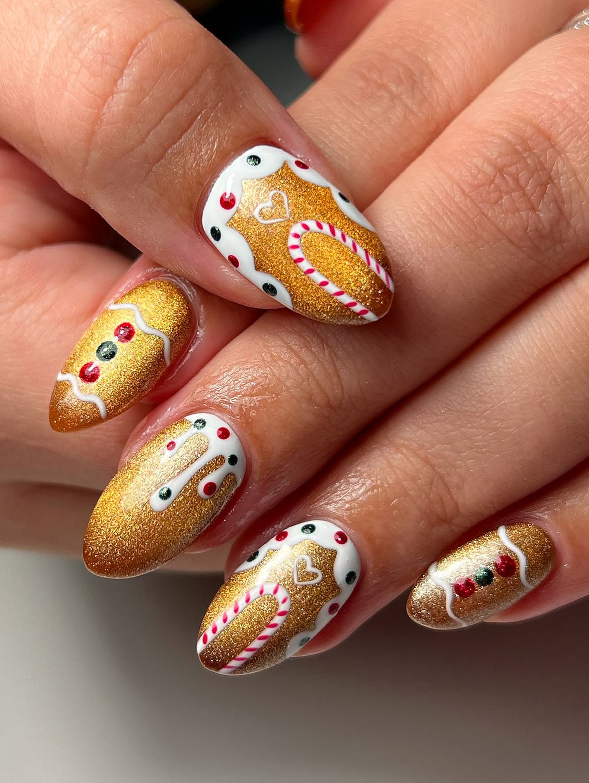 Gingerbread Cookie Christmas Almond Nails