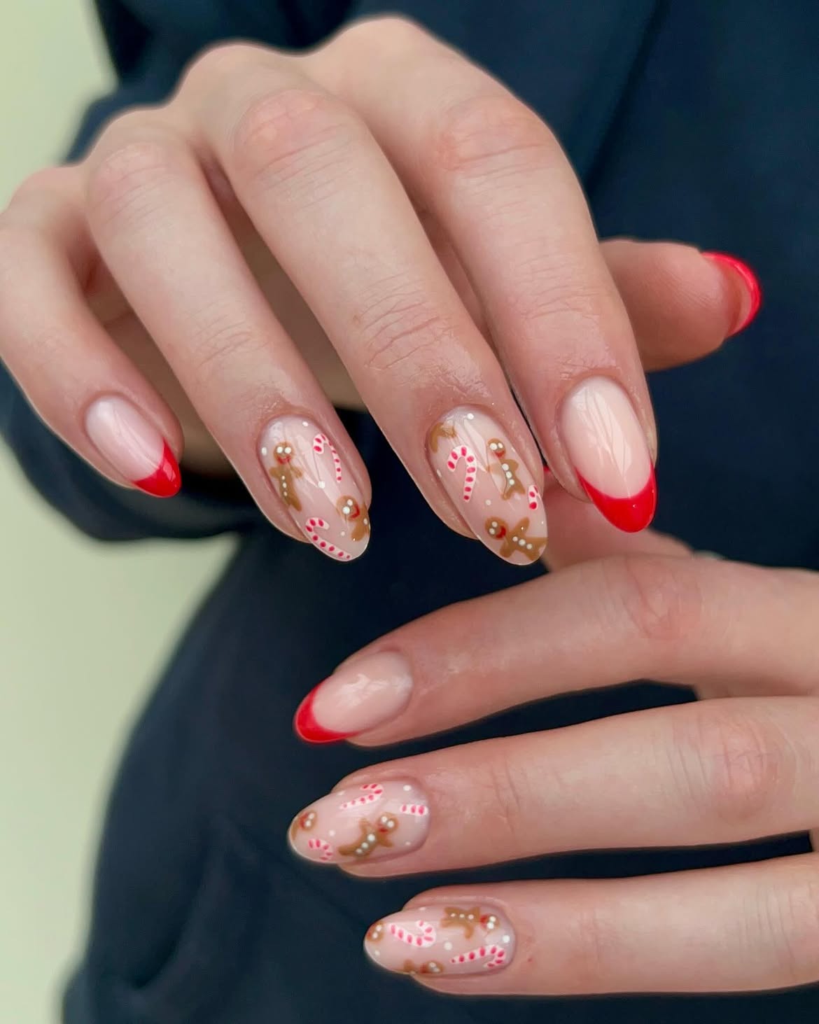 Gingerbread Man & Candy Cane French Tips
