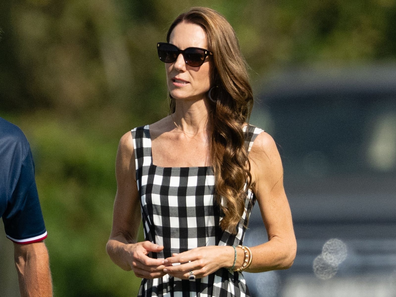 Black And White Gingham Midi Dress With Square Neckline Black And White Gingham Midi Dress With Square Neckline — Gingham Dress