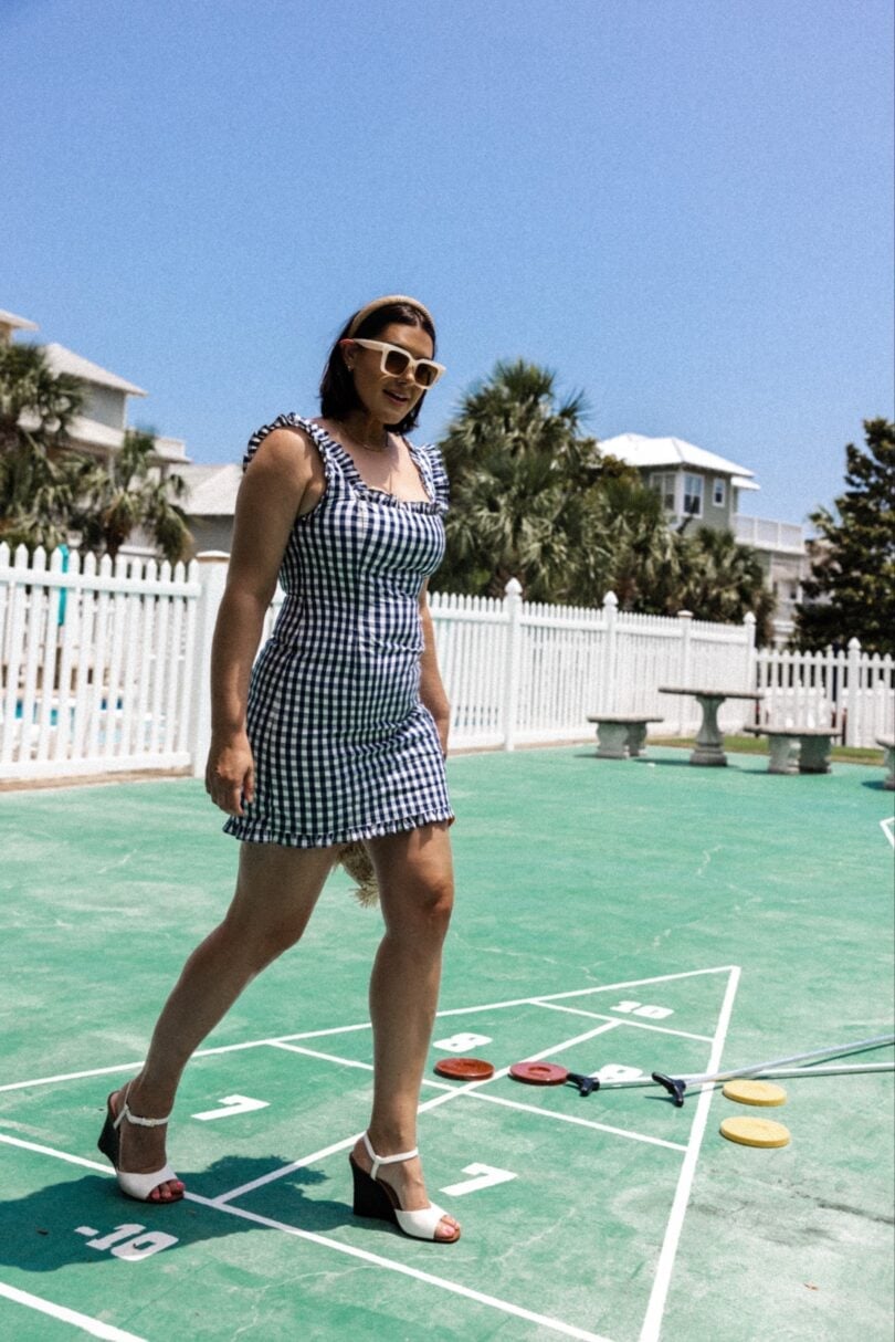 Navy Gingham Mini Dress With Ruffled Hem Navy Gingham Mini Dress With Ruffled Hem — Gingham Dress