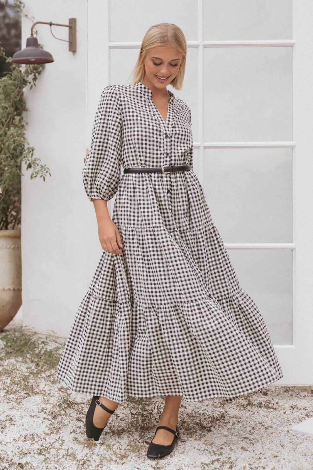 Black Gingham Tiered Maxi Dress For Casual Days Black Gingham Tiered Maxi Dress For Casual Days — Gingham Dress
