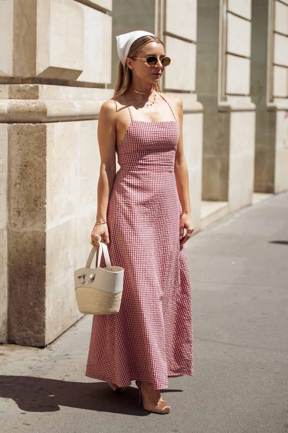 Red Gingham Halter Maxi Dress For Summer Events Red Gingham Halter Maxi Dress For Summer Events — Gingham Dress