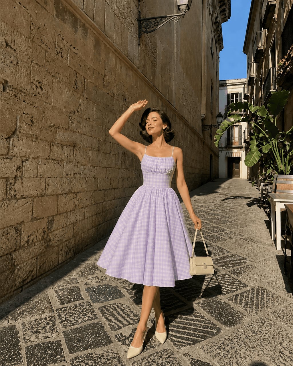 Purple Gingham Swing Dress For Vintage Style Purple Gingham Swing Dress For Vintage Style — Gingham Dress