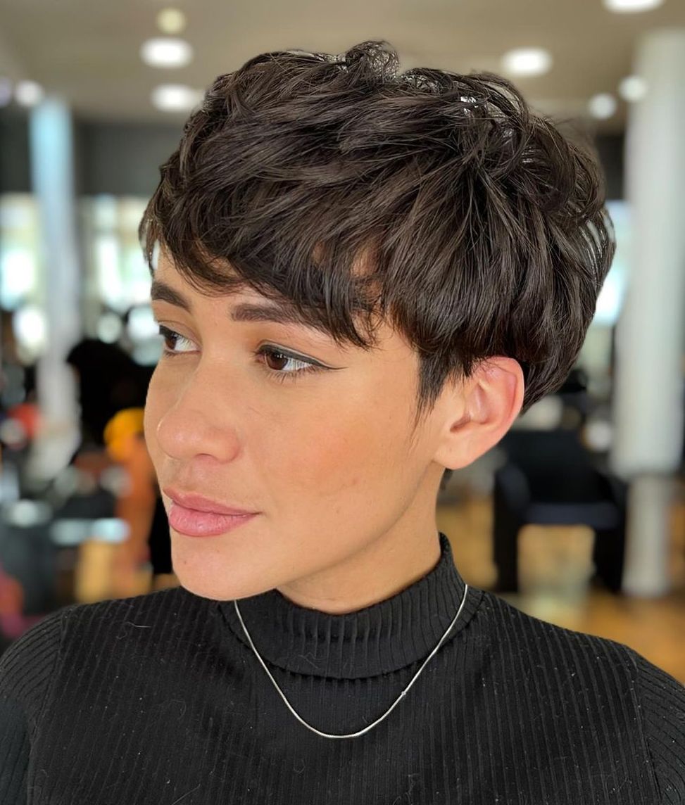 Dark Brown Pixie With Choppy Layers Dark Brown Pixie With Choppy Layers — Girl Pixie